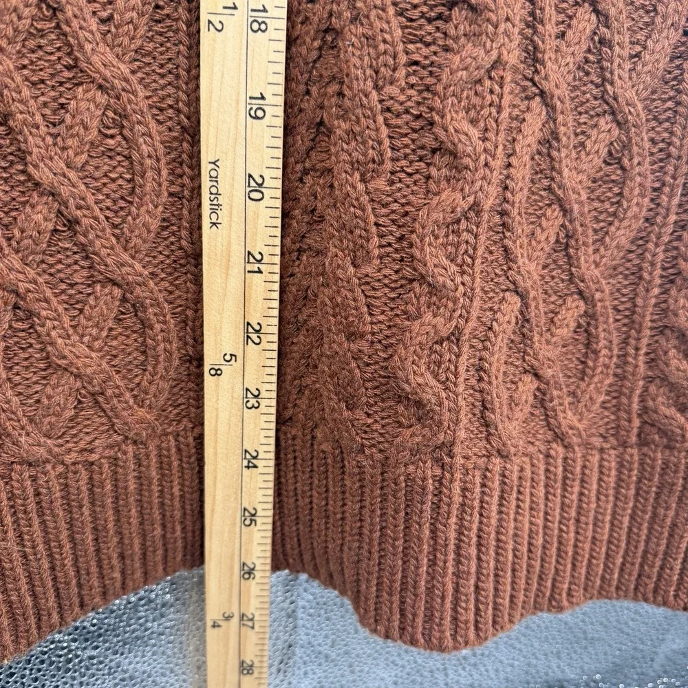 Botvela Chunky Cable Knit Full Zip Cardigan Sweater Men Small Rust NWT Fisherman - Picture 9 of 10